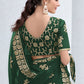 Contemporary Shimmer Green Embroidered Saree