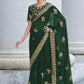 Contemporary Shimmer Green Embroidered Saree