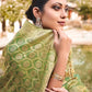 Contemporary Jacquard Silk Green Print Saree