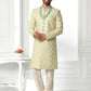 Sherwani Art Silk Green Machine Embroidery Mens