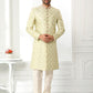 Sherwani Art Silk Green Machine Embroidery Mens