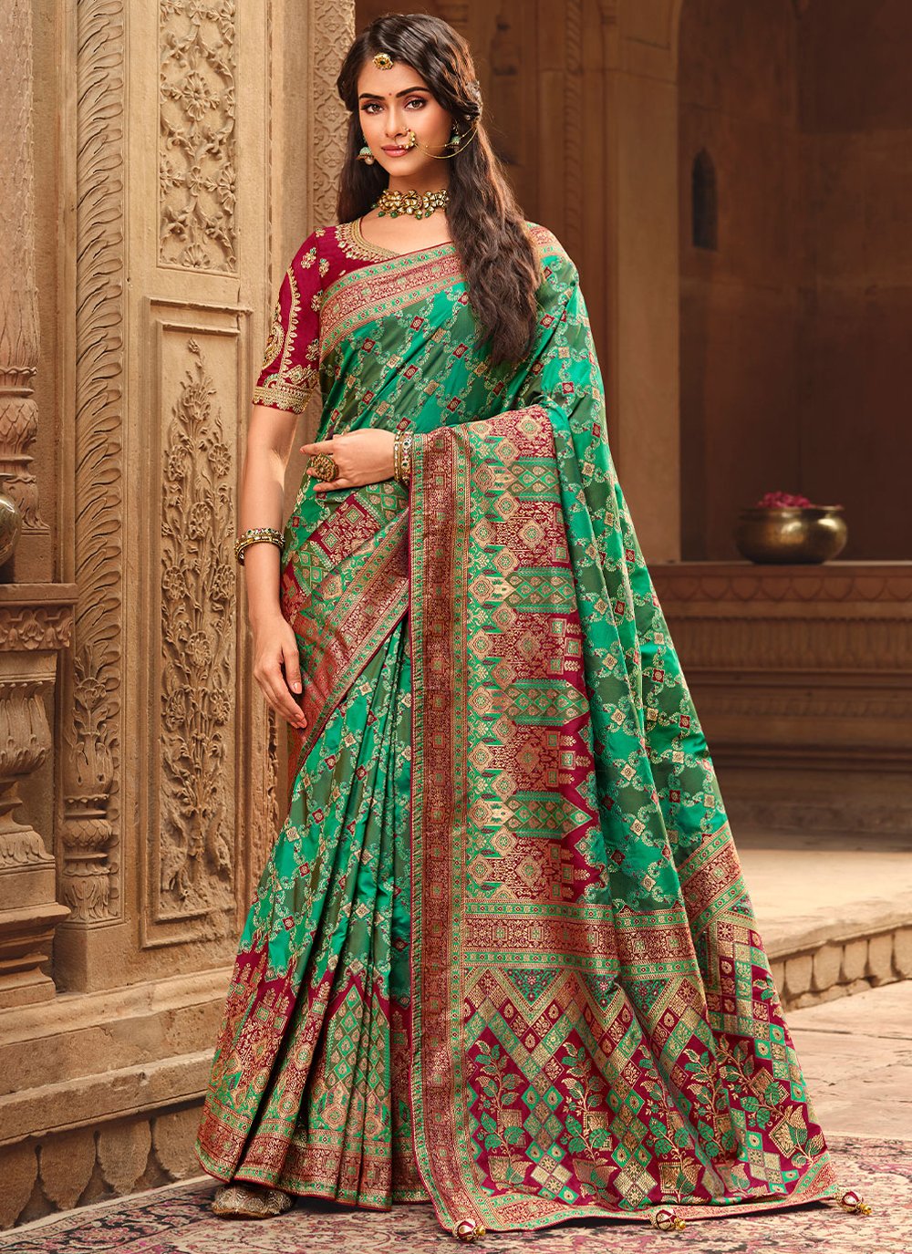 Classic Silk Green Weaving Saree