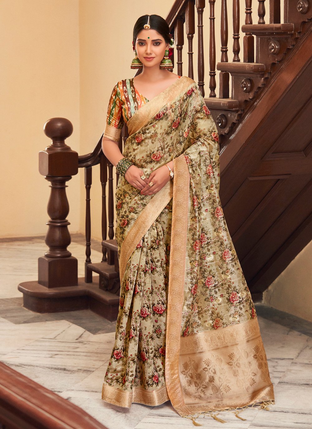 Traditional Saree Silk Green Weaving Saree