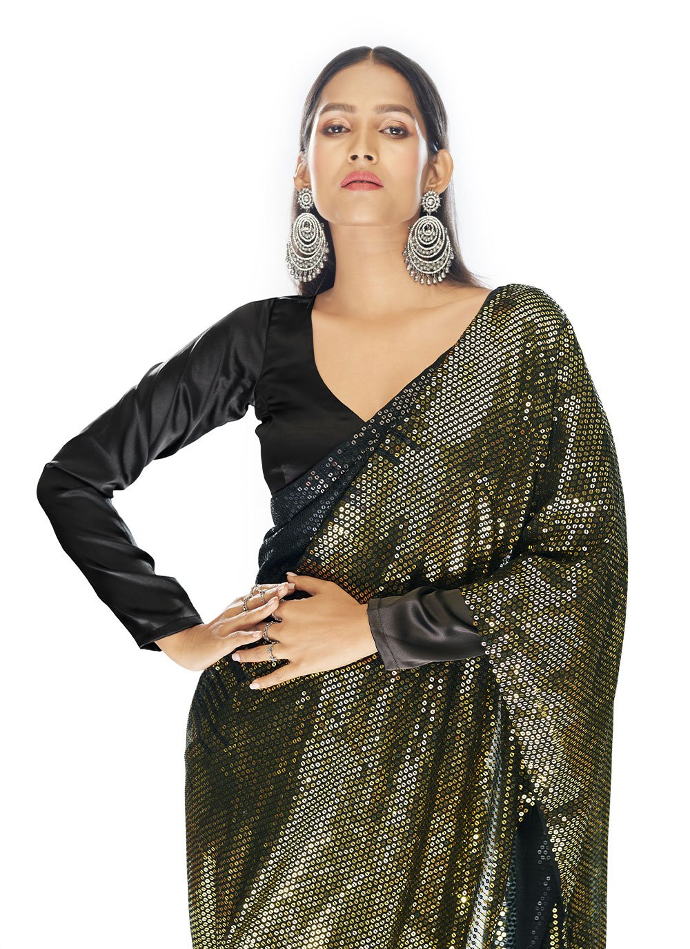 Trendy Saree Georgette Green Sequins Saree