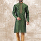 Kurta Pyjama Brocade Jacquard Silk Green Fancy Work Mens