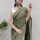 Classic Net Green Fancy Work Saree