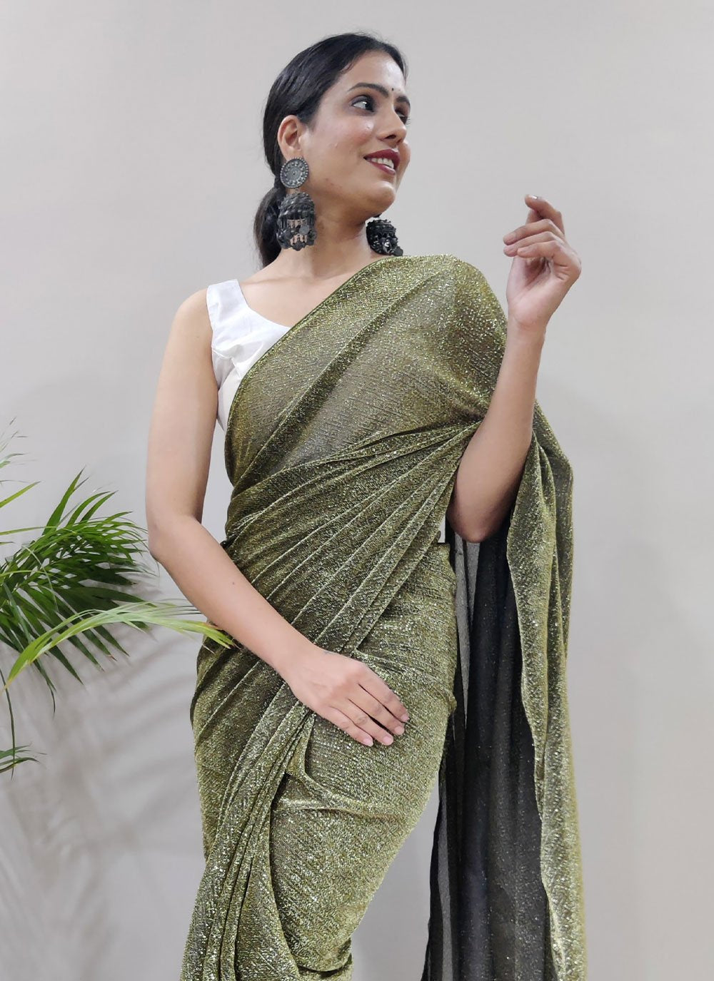 Classic Net Green Fancy Work Saree