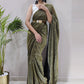 Classic Net Green Fancy Work Saree