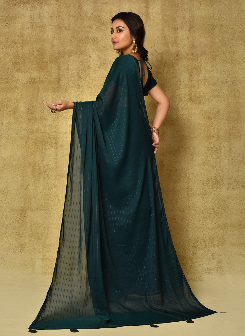 Trendy Saree Fancy Fabric Green Digital Print Saree