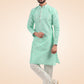 Kurta Pyjama Banarasi Jacquard Green Fancy Work Mens