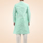 Kurta Pyjama Banarasi Jacquard Green Fancy Work Mens