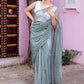 Classic Net Green Fancy Work Saree