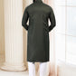 Kurta Pyjama Silk Green Fancy Work Mens