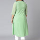 Casual Kurti Faux Crepe Green Floral Patch Kurtis