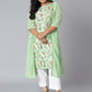 Casual Kurti Faux Crepe Green Floral Patch Kurtis
