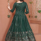 Gown Faux Georgette Green Sequins Gown