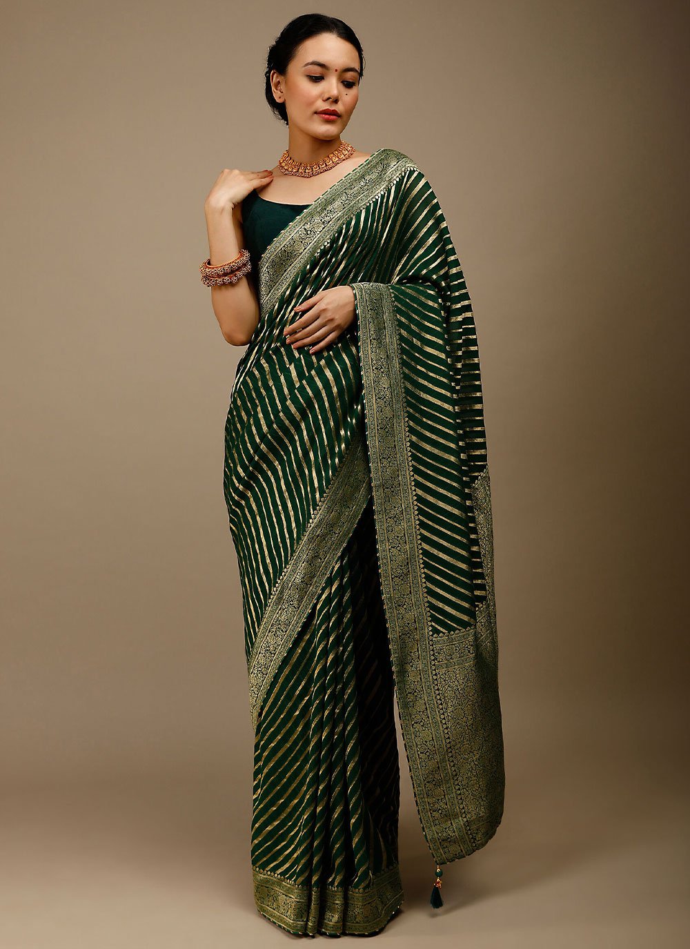 Trendy Saree Art Banarasi Silk Green Woven Saree