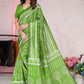 Classic Art Silk Green Block Print Saree