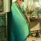 Contemporary Chinon Green Embroidered Saree