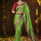 Designer Silk Green Bandhej Saree