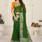 Contemporary Organza Green Patch Border Saree