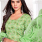 Salwar Suit Cotton Satin Green Print Salwar Kameez