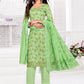 Salwar Suit Cotton Satin Green Print Salwar Kameez