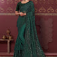 Classic Net Green Embroidered Saree