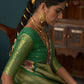 Classic Tussar Silk Green Floral Patch Saree