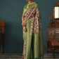 Classic Tussar Silk Green Floral Patch Saree