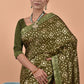 Casual Poly Silk Green Foil Print Saree