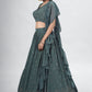 Lehenga Choli Georgette Green Mukesh Work Lehenga Choli