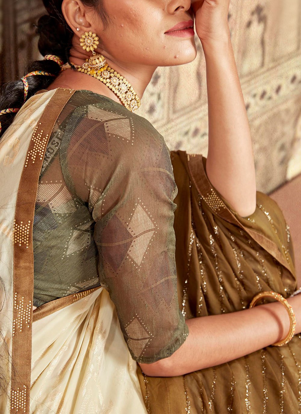 Classic Georgette Green Embroidered Saree