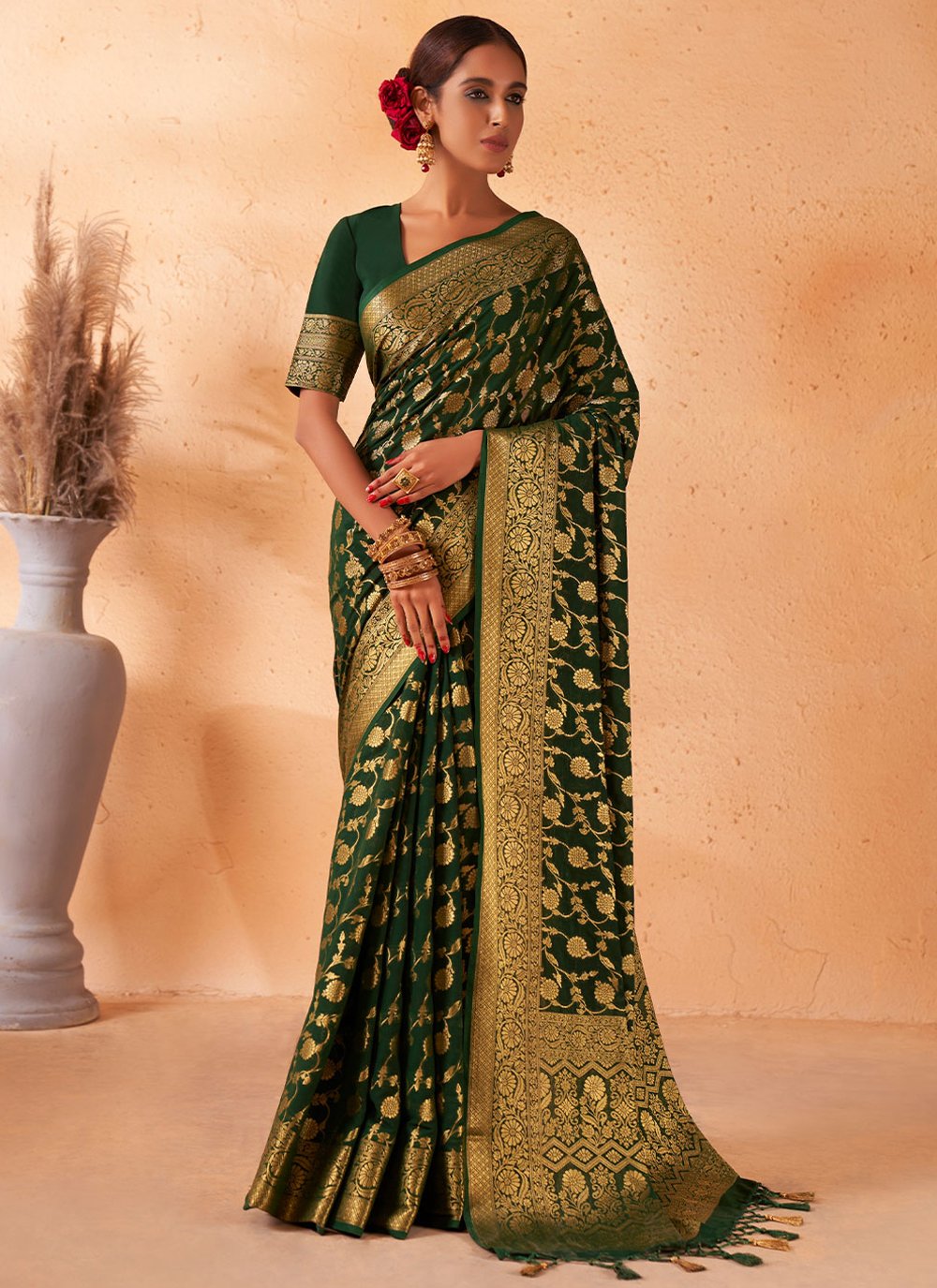 Contemporary Georgette Green Weaving Saree