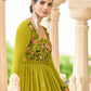 Gown Georgette Green Embroidered Gown