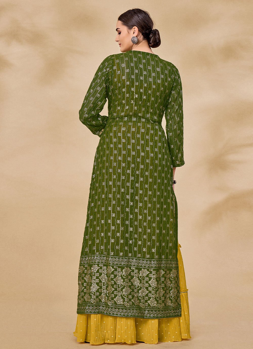 Salwar Suit Georgette Green Sequins Salwar Kameez