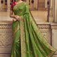 Contemporary Art Silk Green Embroidered Saree