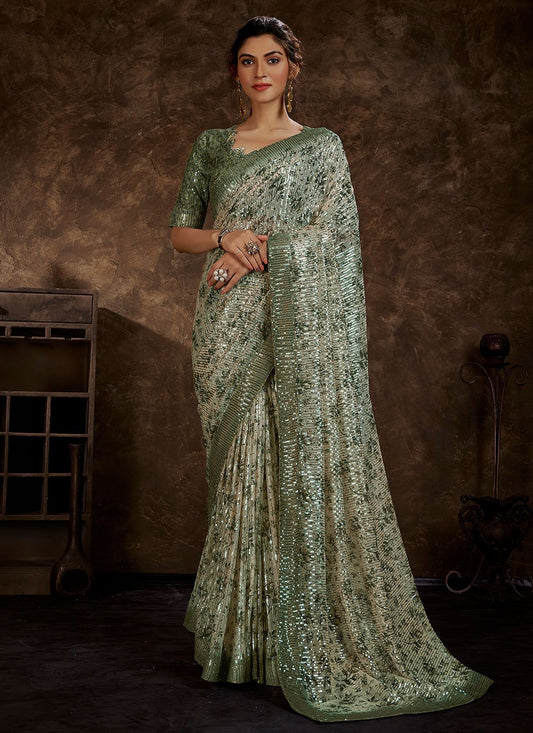 Classic Imported Green Digital Print Saree