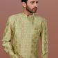 Indo Western Jacquard Green Fancy Work Mens