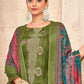 Salwar Suit Jacquard Muslin Green Embroidered Salwar Kameez