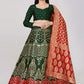 A Line Lehenga Banarasi Silk Jacquard Green Jacquard Work Lehenga Choli