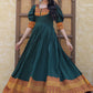 Designer Gown Silk Green Jacquard Work Gown