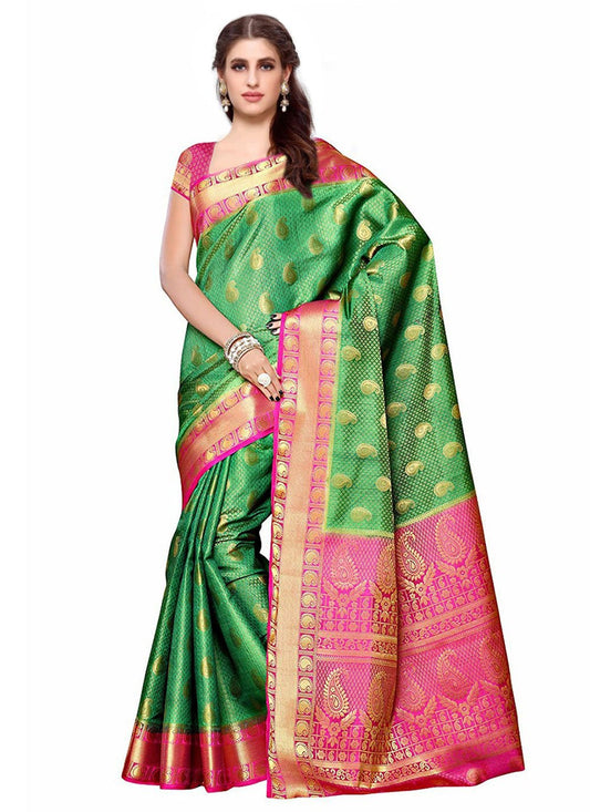 Classic Kanjivaram Silk Green Zari Saree