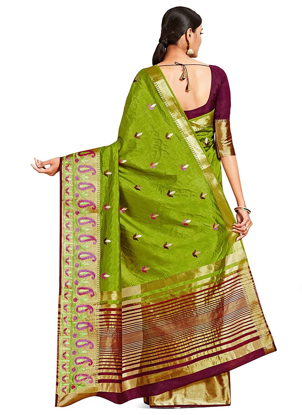 Trendy Saree Kanjivaram Silk Green Zari Saree