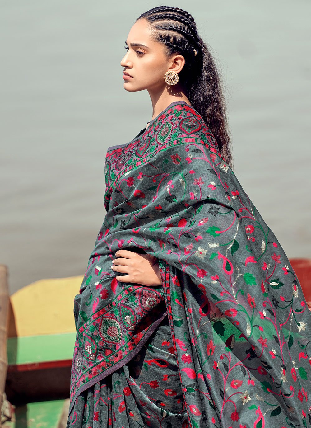 Trendy Saree Pashmina Green Kashmiri Saree