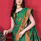 Classic Katan Silk Green Patch Border Saree