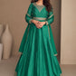 Designer Gown Chinon Silk Green Embroidered Gown