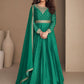 Designer Gown Chinon Silk Green Embroidered Gown