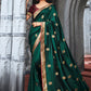 Contemporary Vichitra Silk Green Embroidered Saree