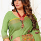 Contemporary Linen Tissue Green Embroidered Saree